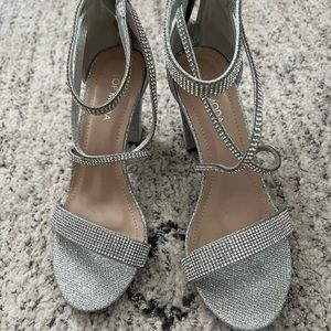 Silver sparkly heels. Size 8. Worn once!